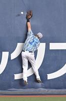 ６回、筒香は紅林の打球を懸命に追うも…（撮影・飯室逸平）