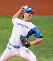 　６回、力投する日本ハム・達（撮影・中島達哉）