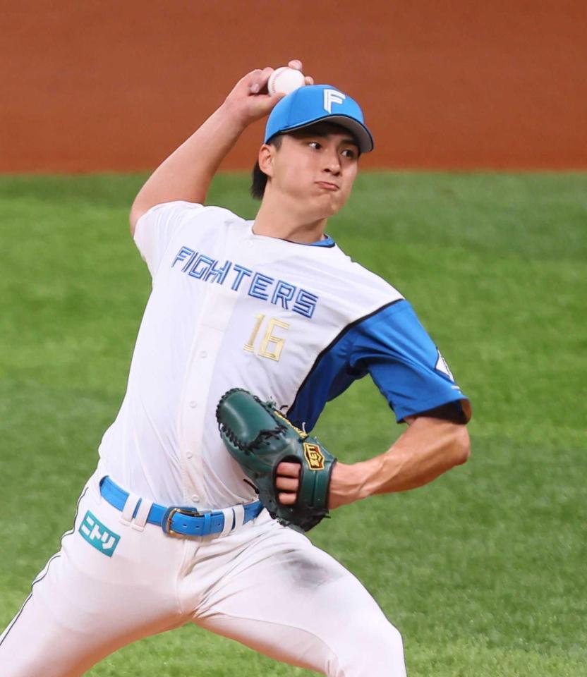 　６回、力投する日本ハム・達（撮影・中島達哉）