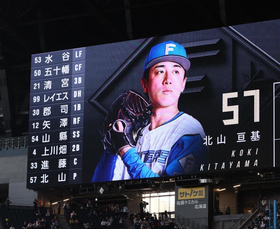 　日本ハムのスタメン（撮影・中島達哉）