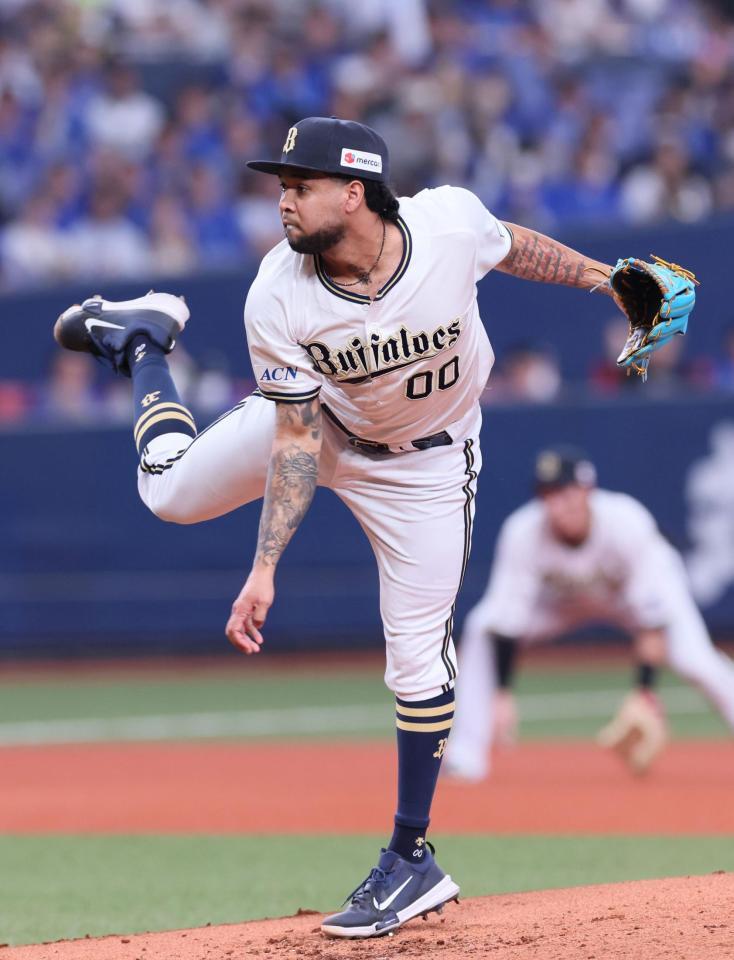 　ＤｅＮＡ打線を相手に力投するエスピノーザ（撮影・立川洋一郎）