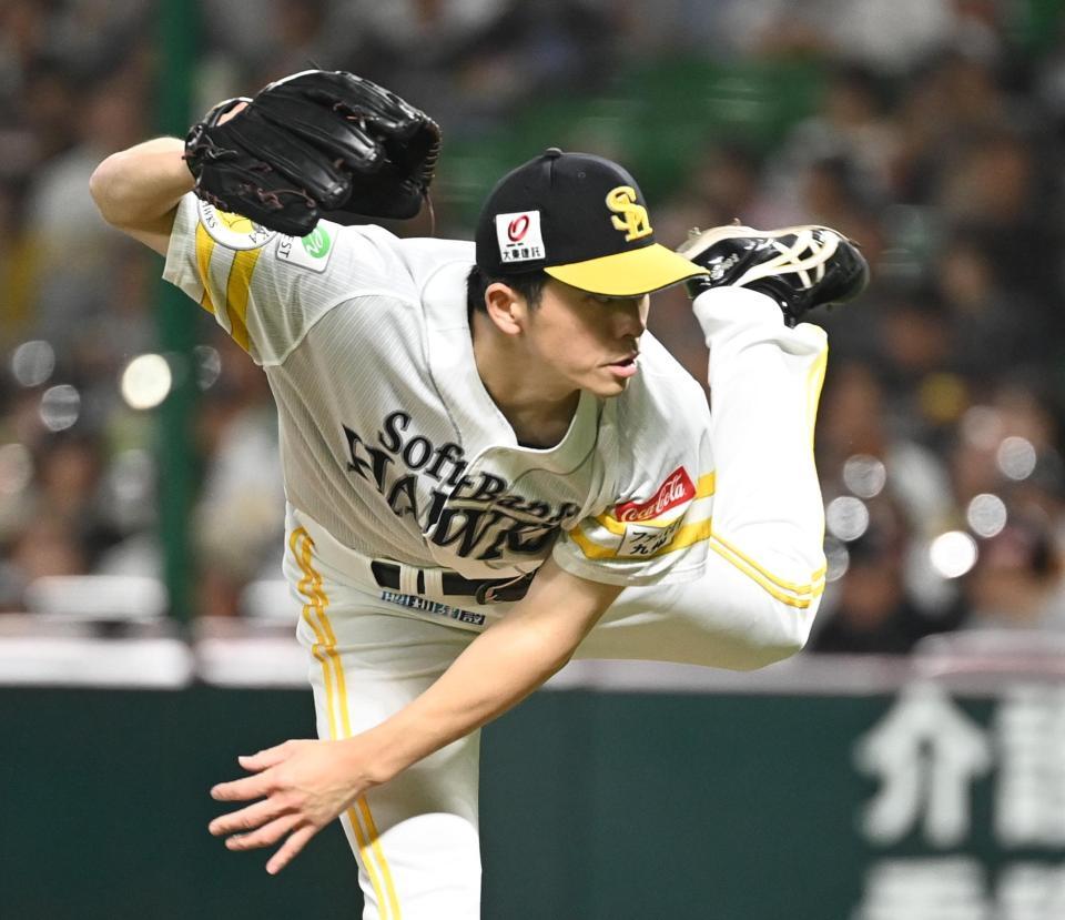 　力投するソフトバンク先発の大関