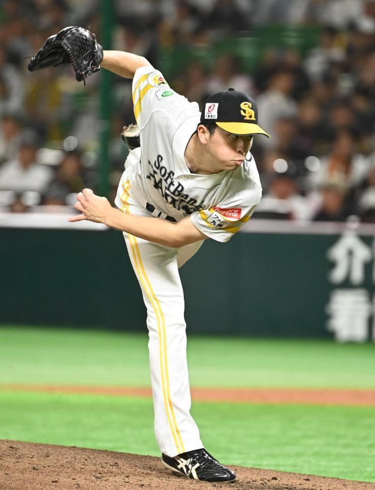 　力投するソフトバンク先発の大関