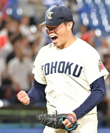 150キロ連発の東北の剛腕　変化球もキラリ　スカウト「プロでも使えるレベル」