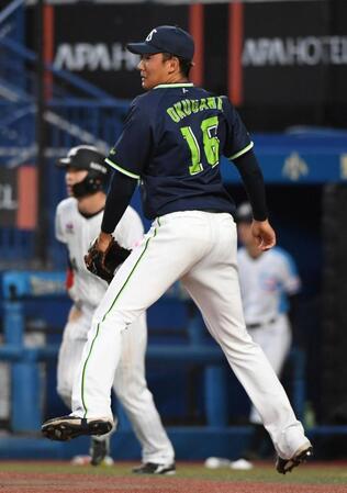 　２回、奥川は寺地に勝ち越しの２点適時打を打たれる（撮影・佐藤厚）