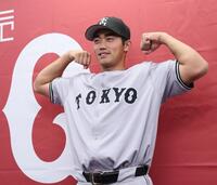 　支配下登録され活躍を誓う三塚（撮影・立川洋一郎）