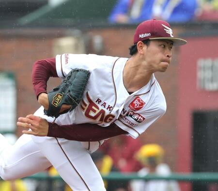 　力投する先発の古謝（撮影・西岡正）