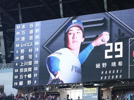 　日本ハムのスタメン（撮影・中島達哉）