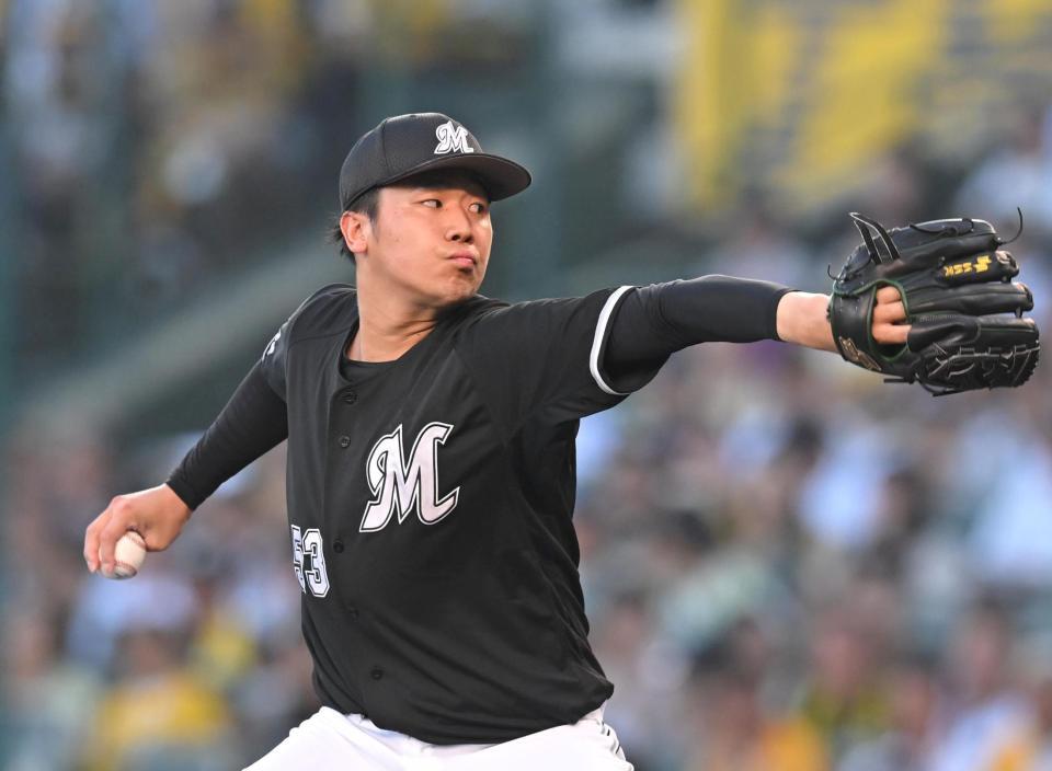 ロッテ先発のロッテ・木村優人＝甲子園（撮影・飯室逸平）