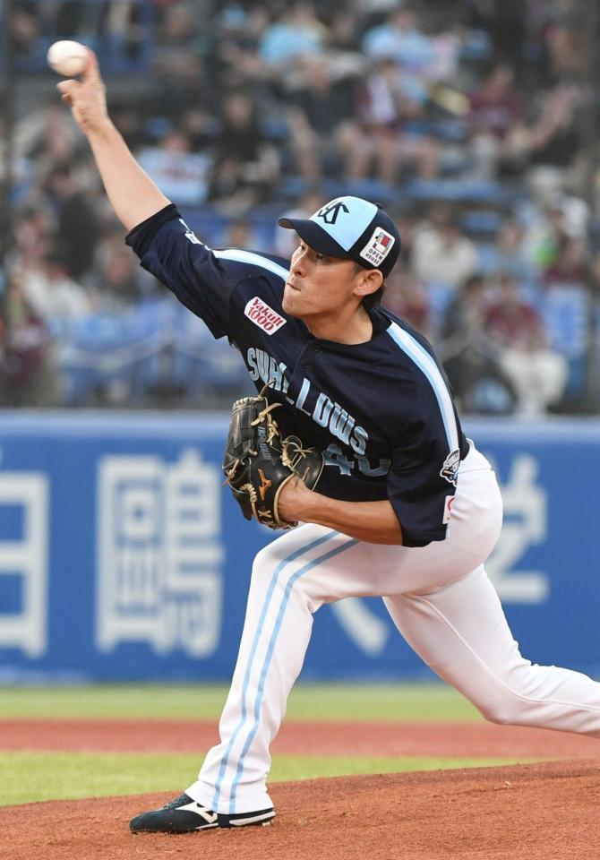 　楽天打線に立ち向かう高梨（撮影・佐藤厚）