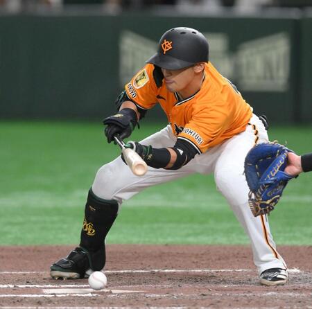 　６回、犠打を決める吉川（撮影・伊藤笙子）