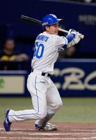 　５回、山本が右前に適時打を放つ