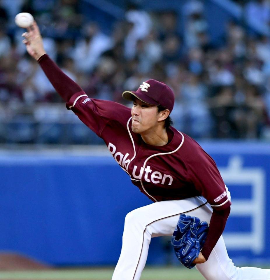 　ヤクルト打線に立ち向かう岸（撮影・佐藤厚）