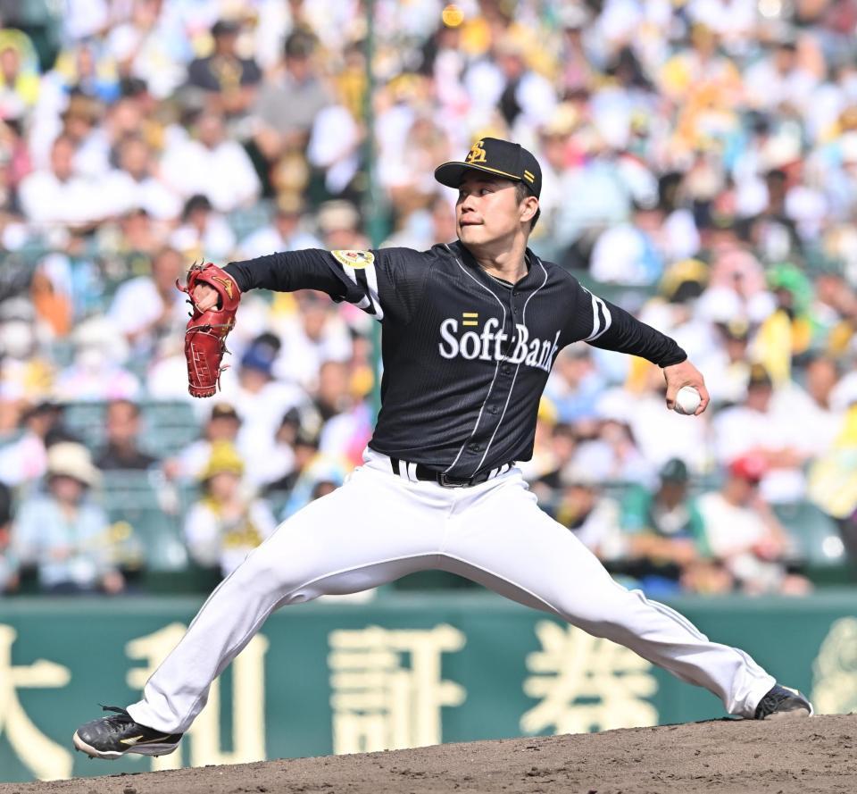 　力投する先発の松本晴（撮影・西田忠信）