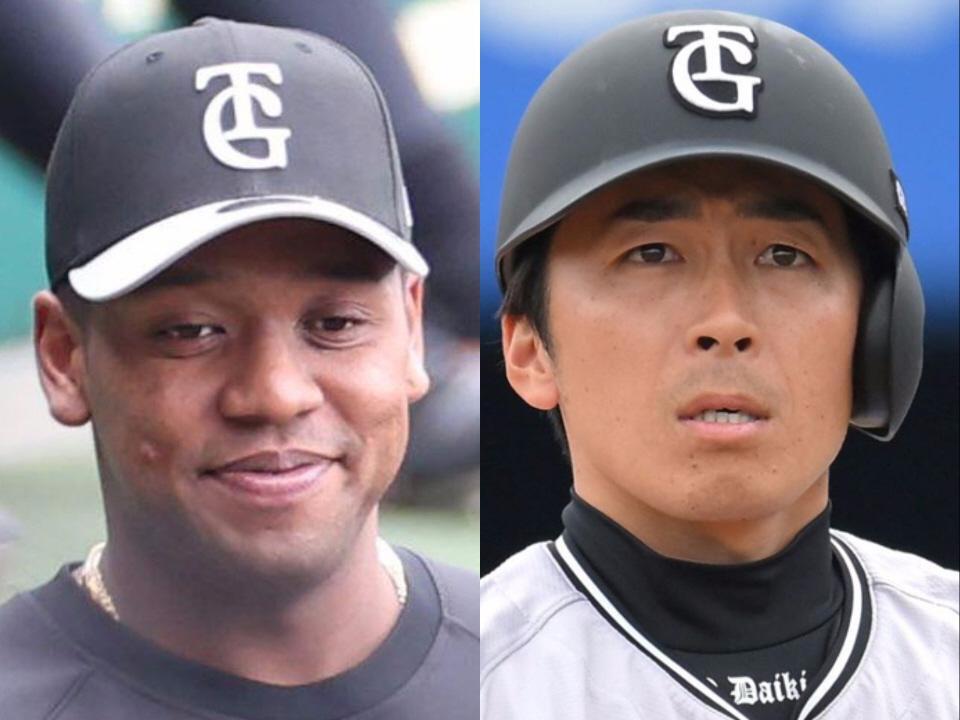 　巨人のオコエ瑠偉（左）と増田大輝