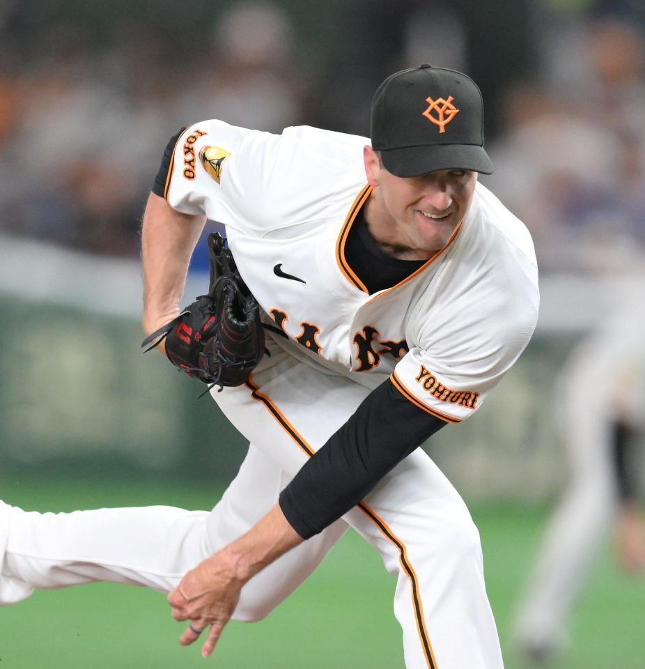 　力投する先発のグリフィン（撮影・伊藤笙子）