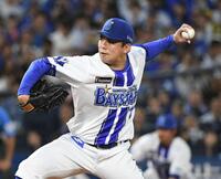 　中日打線に立ち向かう東（撮影・佐藤厚）