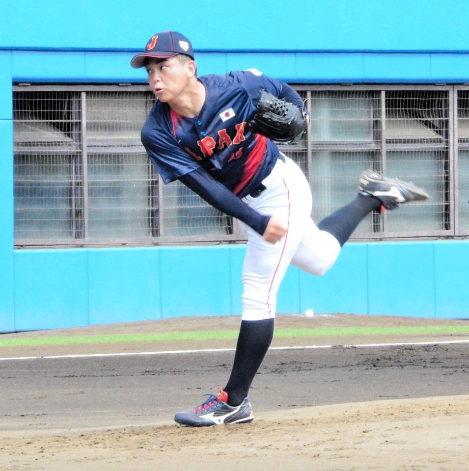 　ＮＰＢ相手に力投を見せた青学大・中西