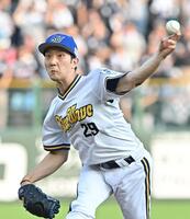 　力投する先発の田嶋（撮影・西田忠信）