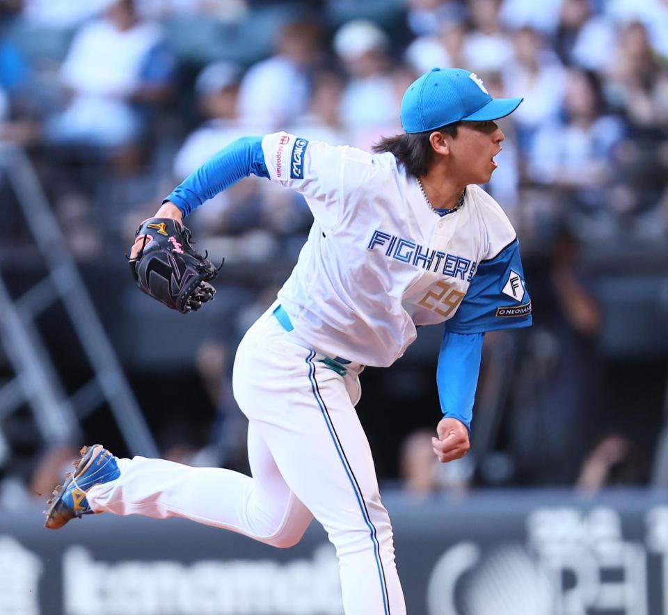 　６回、力投する細野（撮影・中島達哉）