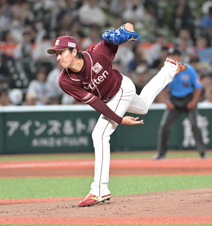 　力投する先発の岸（撮影・持木克友）