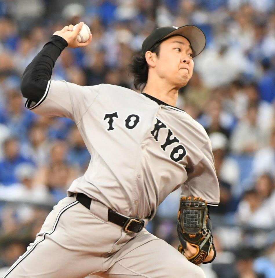 　ＤｅＮＡ打線に立ち向かう山崎（撮影・佐藤厚）