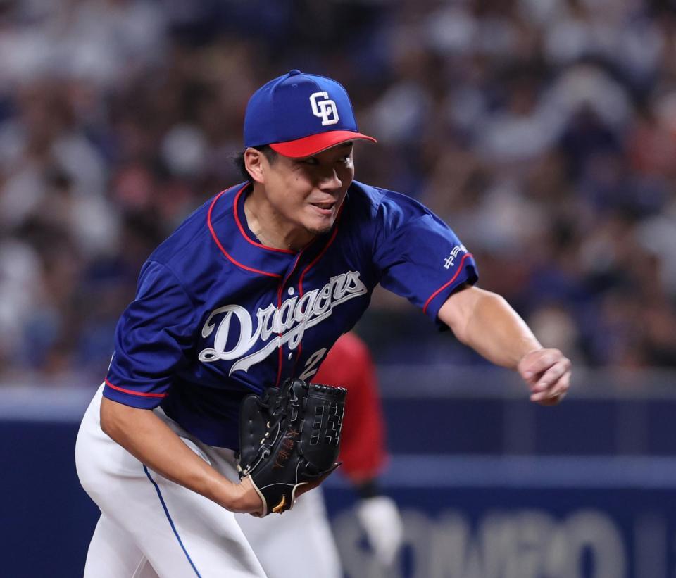 　先発し、力投する大野（撮影・市尻達拡）