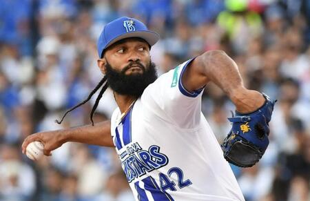 　巨人打線に立ち向かうジャクソン（撮影・佐藤厚）