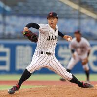 　４回から登板した有馬伽久（撮影・佐々木彰尚）