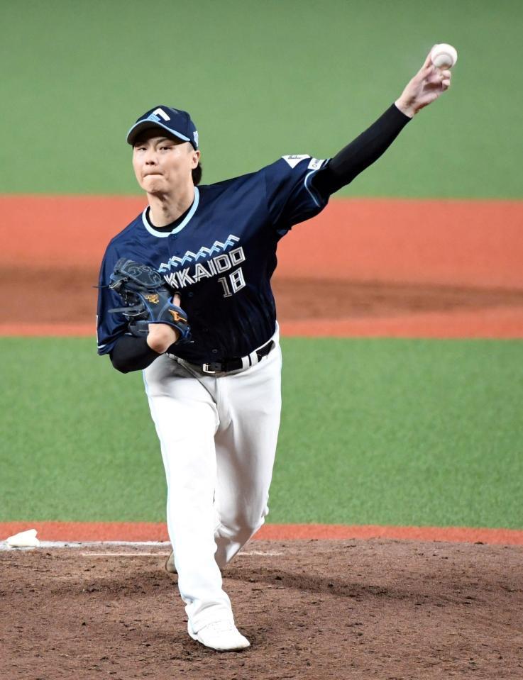 　西武打線に立ち向かう山崎（撮影・佐藤厚）