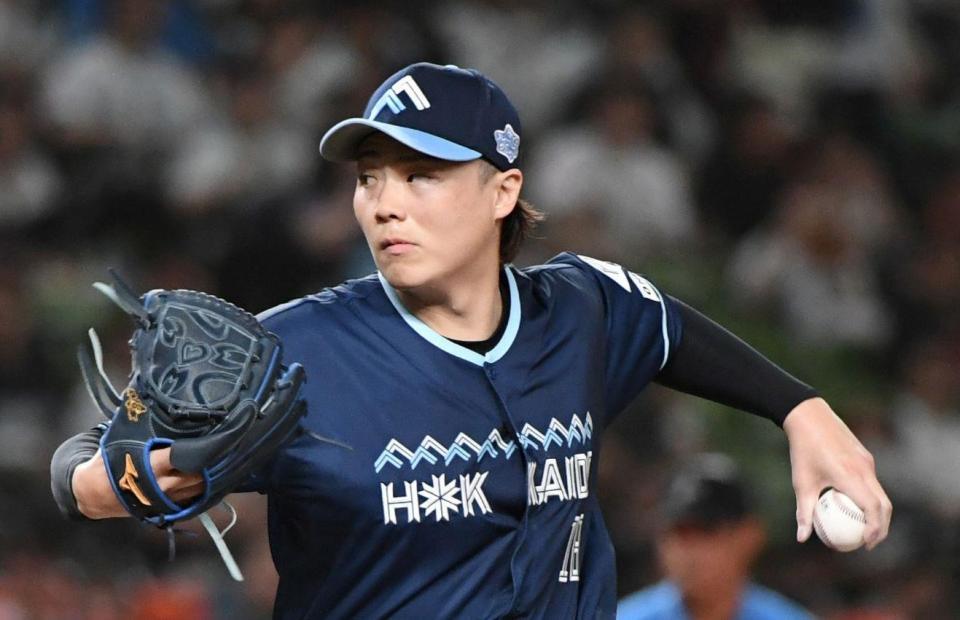 　西武打線に立ち向かう山崎（撮影・佐藤厚）