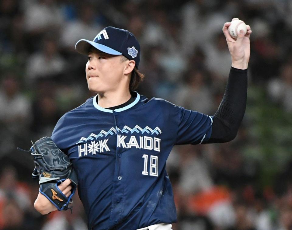 　西武打線に立ち向かう山崎（撮影・佐藤厚）