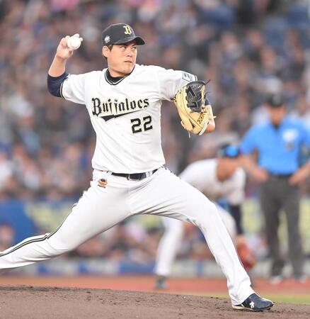 　力投する九里（撮影・開出牧）