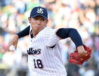 　広島打線に立ち向かう奥川（撮影・佐藤厚）