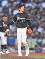 　６回、福田に右前打を打たれた石川柊（撮影・開出牧）