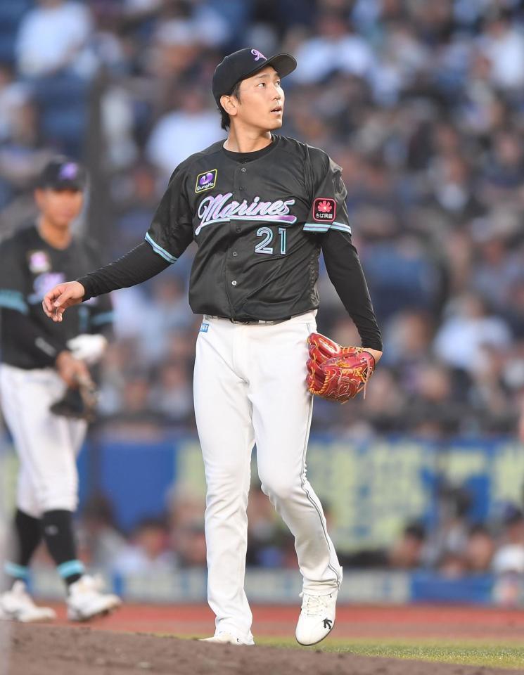 　６回、福田に右前打を打たれた石川柊（撮影・開出牧）