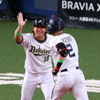 　７回、宮城はソロを放った若月を迎える（撮影・山口登）