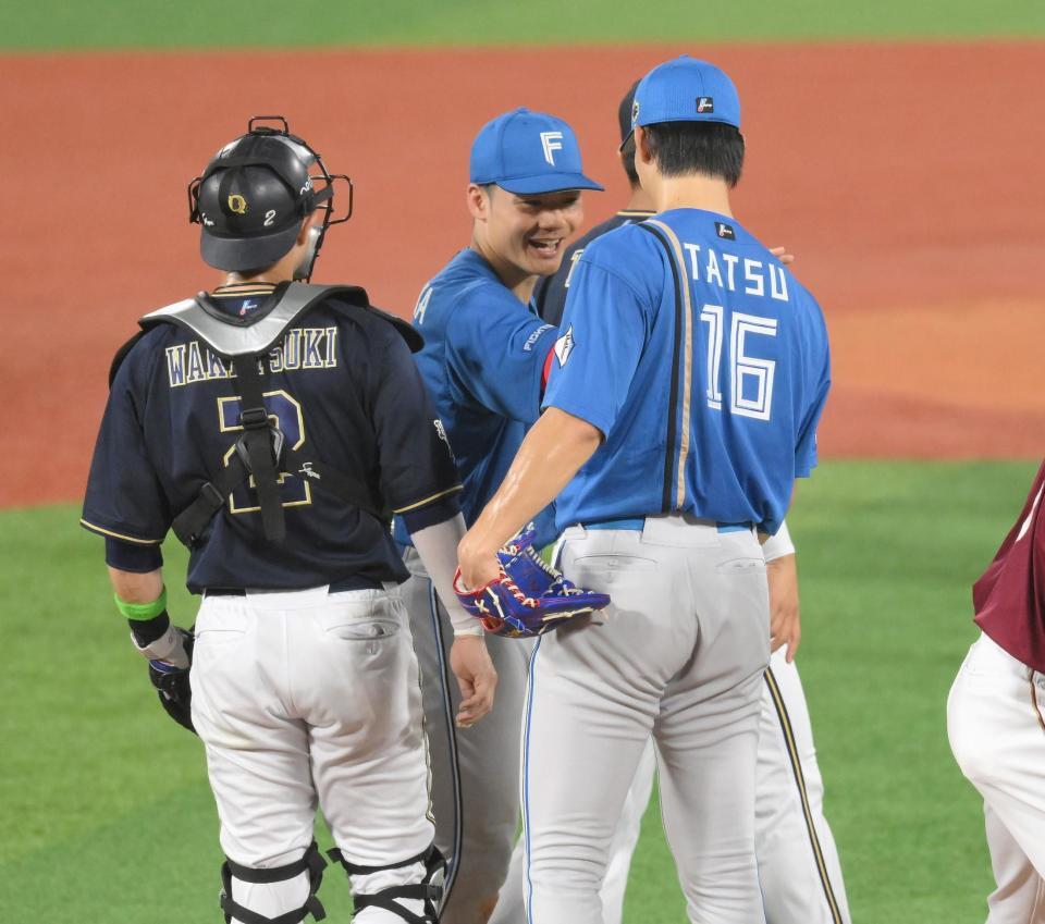 　清宮幸（中央）の活躍で乱打戦を制したパ・リーグナイン（撮影・伊藤笙子）