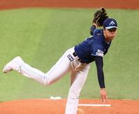 　１回、力投する柴田（撮影・中島達哉）