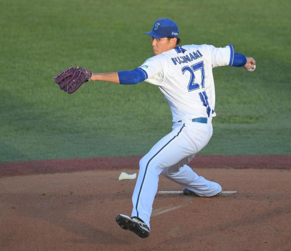 　ＤｅＮＡ移籍後初実戦で力投する藤浪（撮影・伊藤笙子）