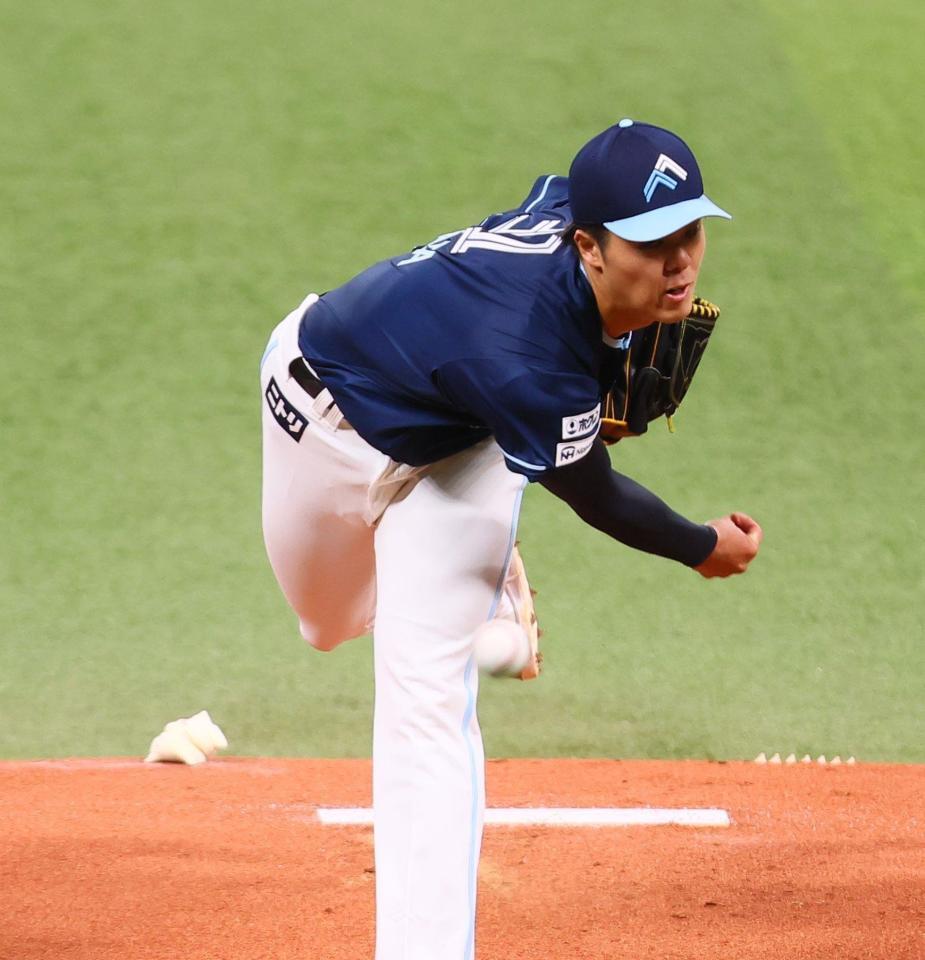 　１回、力投する柴田（撮影・中島達哉）