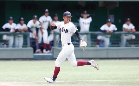 　６回、東大阪大柏原・英賀真陽に適時打を浴びた大阪桐蔭・中野大虎（撮影・中田匡峻）