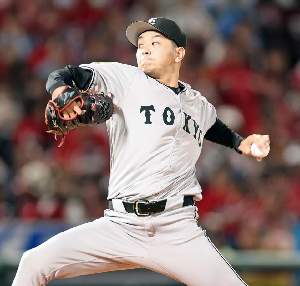 　５回、ピンチをしのぐ石川（撮影・市尻達拡）