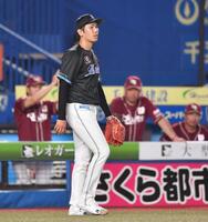 　５回、辰己に中前適時打を打たれた石川柊（撮影・開出牧）