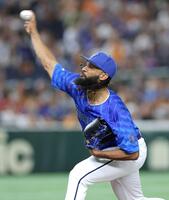 　巨人戦に登板し力投するジャクソン（撮影・西岡正）