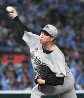 　西武打線を相手に力投する木村（撮影・佐藤厚）