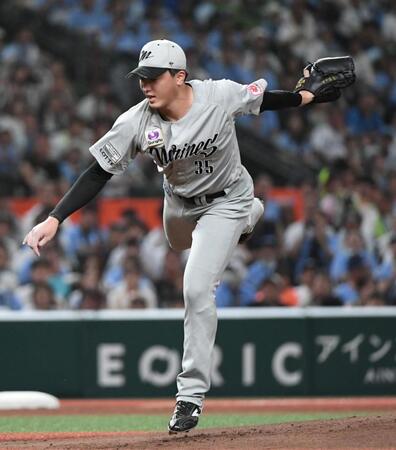 　西武打線を相手に力投する田中晴（撮影・佐藤厚）