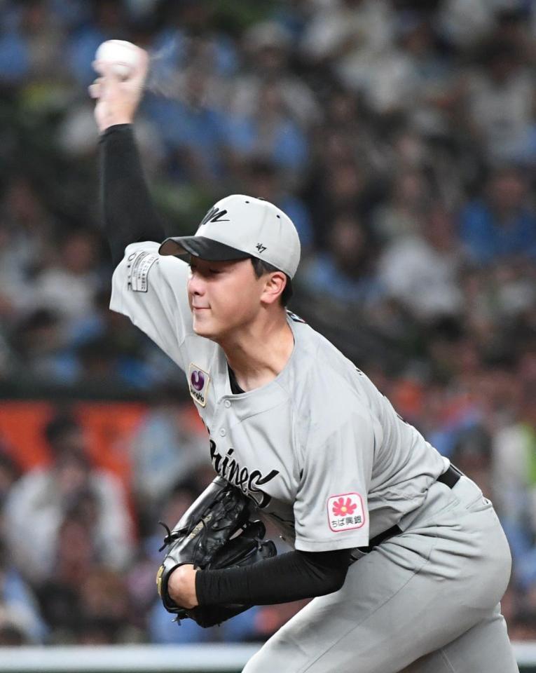 　西武打線を相手に力投する田中晴（撮影・佐藤厚）