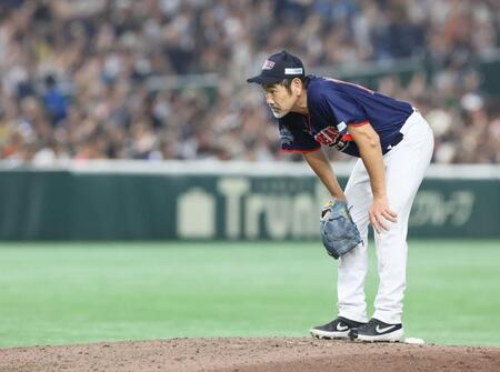 　７回、４失点したドリーム・ヒーローズの下柳剛氏（撮影・石井剣太郎）