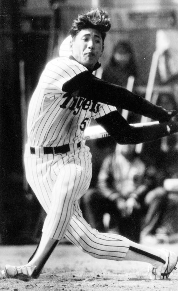 　阪神─広島・教育リーグ、ＤＨ３番でスタメン出場する阪神時代の新庄剛志監督。２四球２三振だった＝１９９３年３月２３日